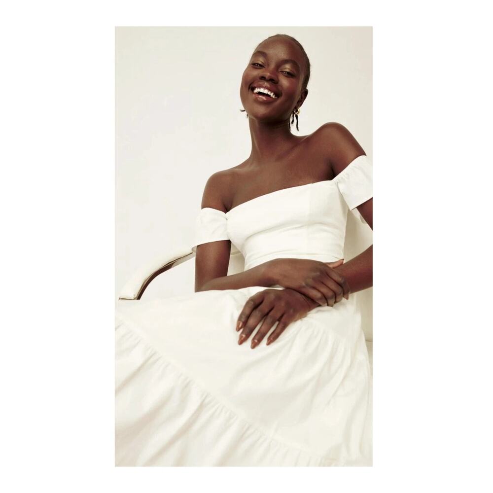 Reformation Derek Off the Shoulder Tiered Midi Dress Size 4